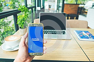 CHIANG MAI, THAILAND - June 26,2018: A Man holds Samsung Galaxy