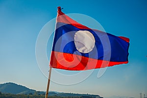 CHIANG RAI, THAILAND - FEBRUARY 01, 2018: Outdoor view of a flag with the colors of national flag wavering in the pier