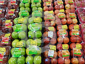 CHIANG RAI, THAILAND - NOVEMBER 25: green and red apple in packa
