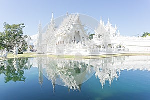 Chiang Rai, THAILAND â€“ 2 December 2017: Wat Rong Khun is one of a considerable number of religious places in Chiang Rai,