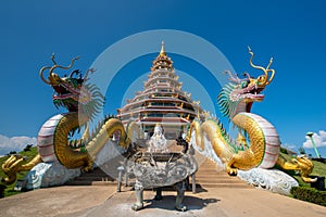 Chiang rai Wat Huay Pla Kang is a temple complex containing a big Buddha statue and 9 floor pagoda and a beautiful white temple.