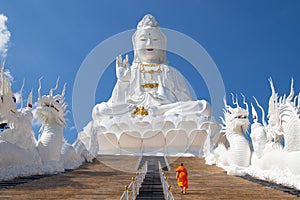 Chiang rai Wat Huay Pla Kang is a temple complex containing a big Buddha statue and 9 floor pagoda and a beautiful white temple.