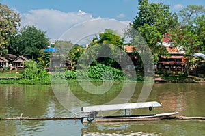 Chiangmai The oldcity, beautiful Ping river under blue sky and clouds.