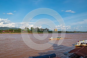 Chiangrai, Thailand August 19,2019 scenery of the Mekong River at the Golden triangle