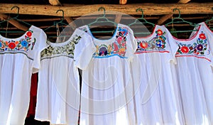 Chiapas mayan white dress embroided flowers