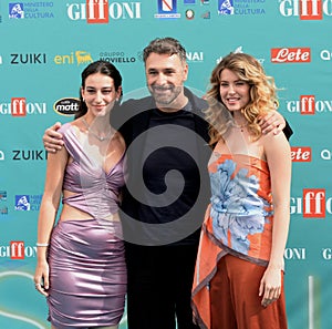 Chiara Bordi,Raoul Bova and Fiorenza D'Antonio at Giffoni Film Festival 2023.