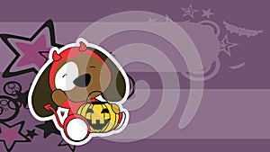 chibi halloween puppy evil costume character cartoon background illustration in vector format