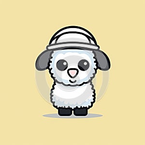 Chibi Sheep In Hat: Simplified Han Dynasty Style Animation On Yellow