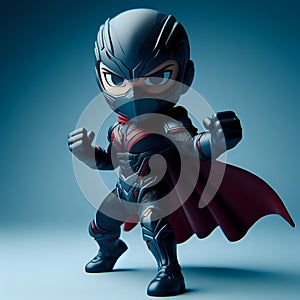 Chibi superhero in combative stance