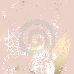 Chic blush pink gold trendy marble grunge texture with floral ornament