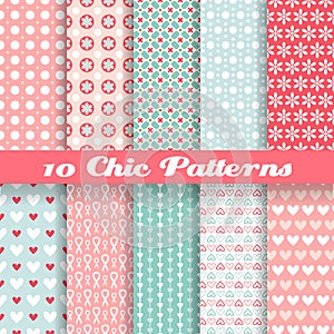 Chic different vector seamless patterns (tiling).