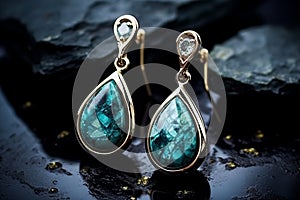 Chic earrings with stylish turquoise stone inlays