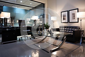 Chic Executive Office with Glass Desk