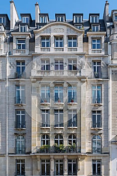 Chic facade of a Parisian building in the 16th arrondissement