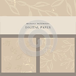 Chic feminine background or digital paper with botanical leaves pattern