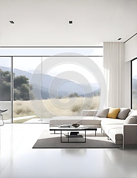 Chic Grey Glass Mockup for a Minimalist Living Room Interior Design