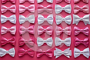 Chic hair accessories coquette bows in pink and white ribbons for aesthetic look