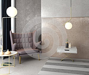 Stylish and Elegant Living Room. Morden Interior. Luxury Mockup