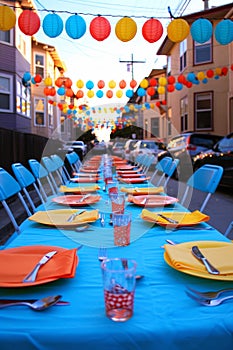 Chic outdoor dining under pergola with fairy lights for delightful summer garden gathering