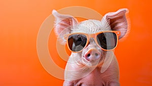 Chic Piglet in Sunglasses Adorable Fashion Model Portrait