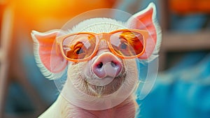 Chic Piglet in Sunglasses Adorable Fashion Model Portrait