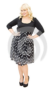 Chic in polka dots dress - beautiful woman smiling