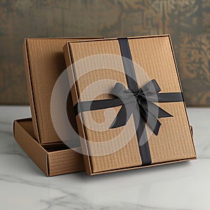 Chic presentation Brown cupboard gift box mockup, stylish and versatile