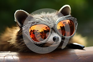 Chic Raccoon sunglasses. Generate Ai