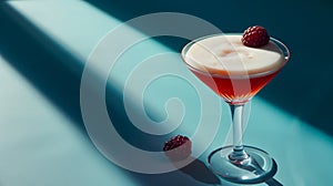 Chic Red Cocktail with Raspberry Shadow in Martini Glass