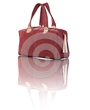 Chic red corduroy handbag photo
