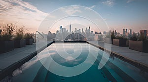 chic rooftop pool with a stunning view of the city skylin two generative AI