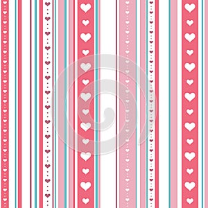 Chic seamless striped pattern with hearts. Endless texture for wallpaper, web page background, textile design, wrapping paper
