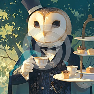 Chic Teatime Gathering with an Elegant Owl Butler