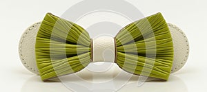 Chic and trendy green and white ribbon bows for stylish and fashionable hair embellishments photo