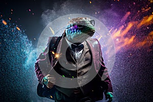 Chic turtle, suit , glasses, funny, fashion, wallpaper, poster. Generative AI .