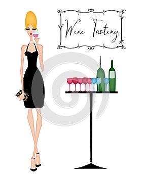 Chic Woman at a Wine Tasting