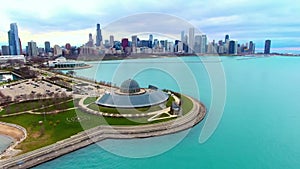 Chicago, Aerial View, Adler Planetarium, Museum Campus, Illinois