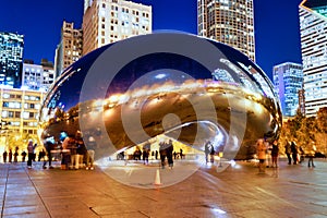 The Chicago Bean at Night, Millennium Park, Chicago Illinois, USA