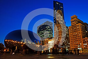 The Chicago Bean at Night, USA