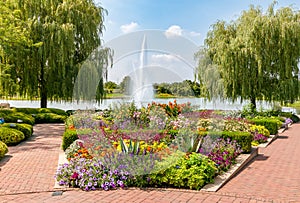 Chicago Botanic Garden summer landscape, Glencoe, USA photo