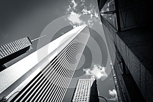 Chicago buildings and patriot flag