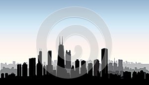 Chicago city buildings silhouette. USA urban landscape. American cityscape