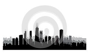 Chicago city buildings silhouette. USA urban landscape. American photo
