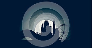 Chicago city cool skyline logo illustration