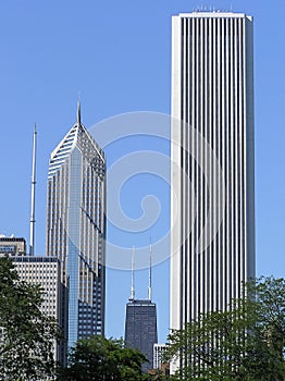 Chicago city downtown with modern buildings and skyscrapers