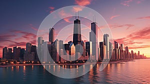 Chicago city lights panorama