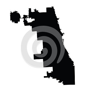 Chicago City map silhouette, vector map. Illinois state city Chicago. United states of America town.