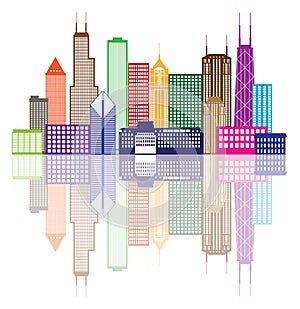 Chicago City Skyline Color Vector Illustration