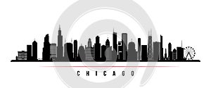 Chicago city skyline horizontal banner.