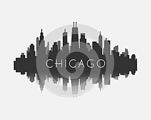 Chicago city skyline silhouette with reflection vector illustration